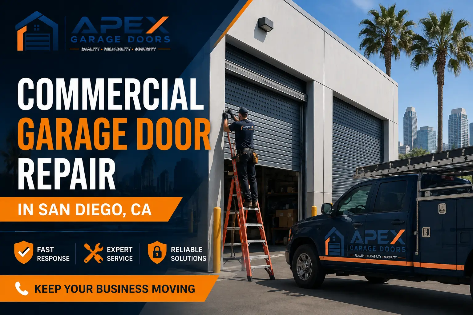 Need commercial garage door repair in San Diego? Apex Garage Doors offers fast repairs for warehouses, shops, and businesses with minimal downtime.
